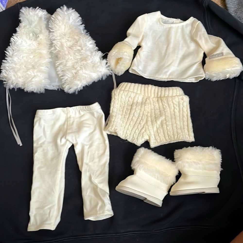 American Girl Doll White Snow Fur Outfit